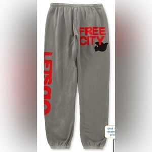 Free city let’s go sweatpants joggers grey orange logo small